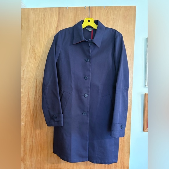 LL Bean Signature Blue Women's Trench Coat 100% Cotton Size 4 - Picture 1 of 5